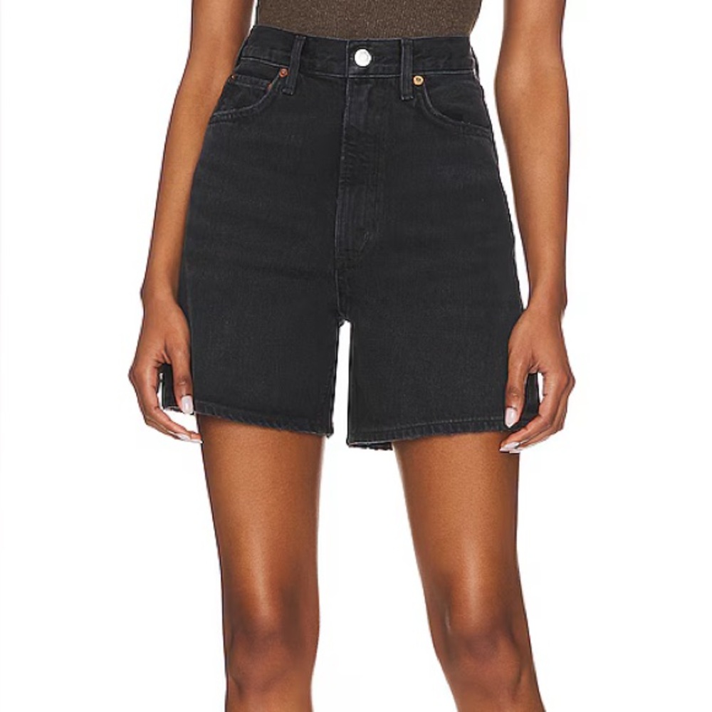 Agolde Stella Black Denim Jean Shorts